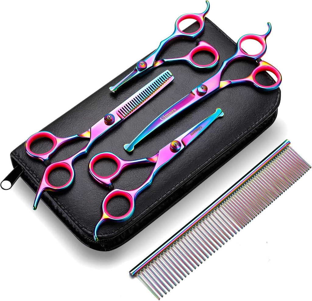 Gimars Titanium Coated Professional 6 in 1 4CR Stainless Steel Dog Grooming Scissors with Safety Round Tip, Heavy Duty Pet Grooming Scissor for Dogs, Cats and Other Animals - Image 10