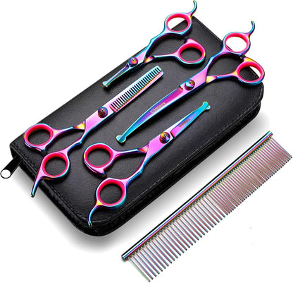 Gimars Titanium Coated Professional 6 in 1 4CR Stainless Steel Dog Grooming Scissors with Safety Round Tip, Heavy Duty Pet Grooming Scissor for Dogs, Cats and Other Animals - Image 10