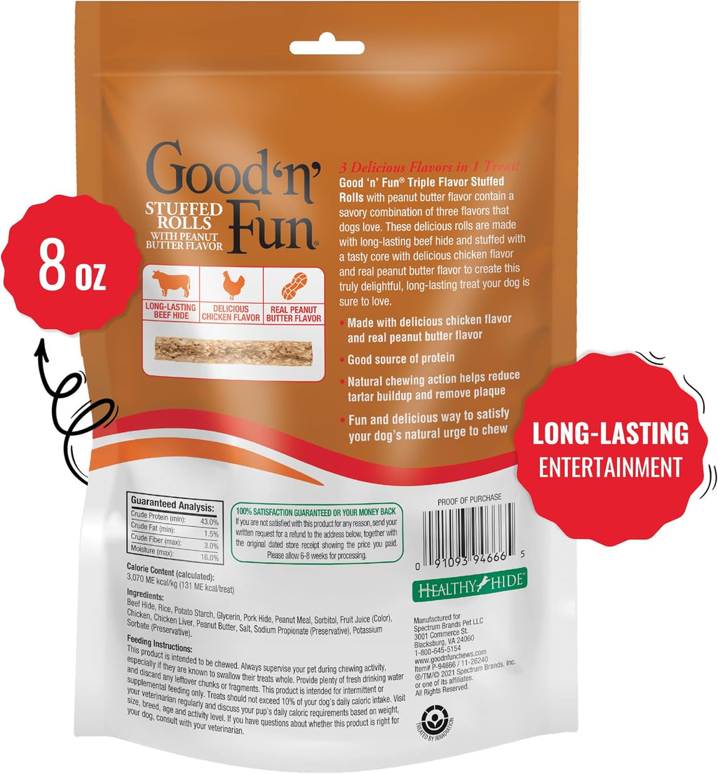 Good 'n' Fun peanut butter flavor dog chews 8 ounce bag
