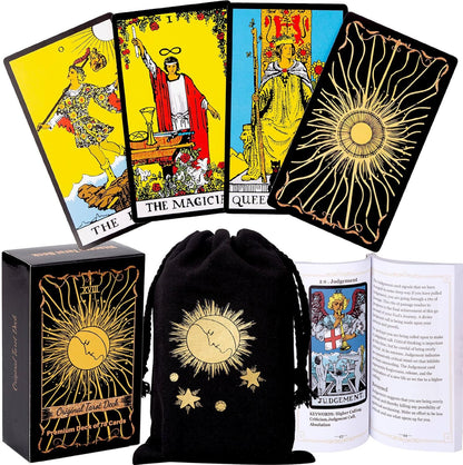 Vitacera Original Tarot Cards deck with guidebook and linen bag front view