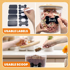Top down view of dog treat container set with organized contents