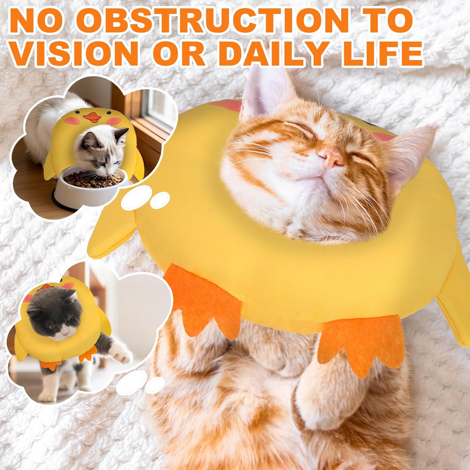 Imported fabric cat cone alternative showing detailed soft polypropylene cotton padding.