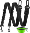 LivTee dog seat belt black retractable harness set