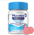 Mucinex Childrens Mighty Chews Cold and Flu Medicine front view packaging showing 16 chewable tablets for kids