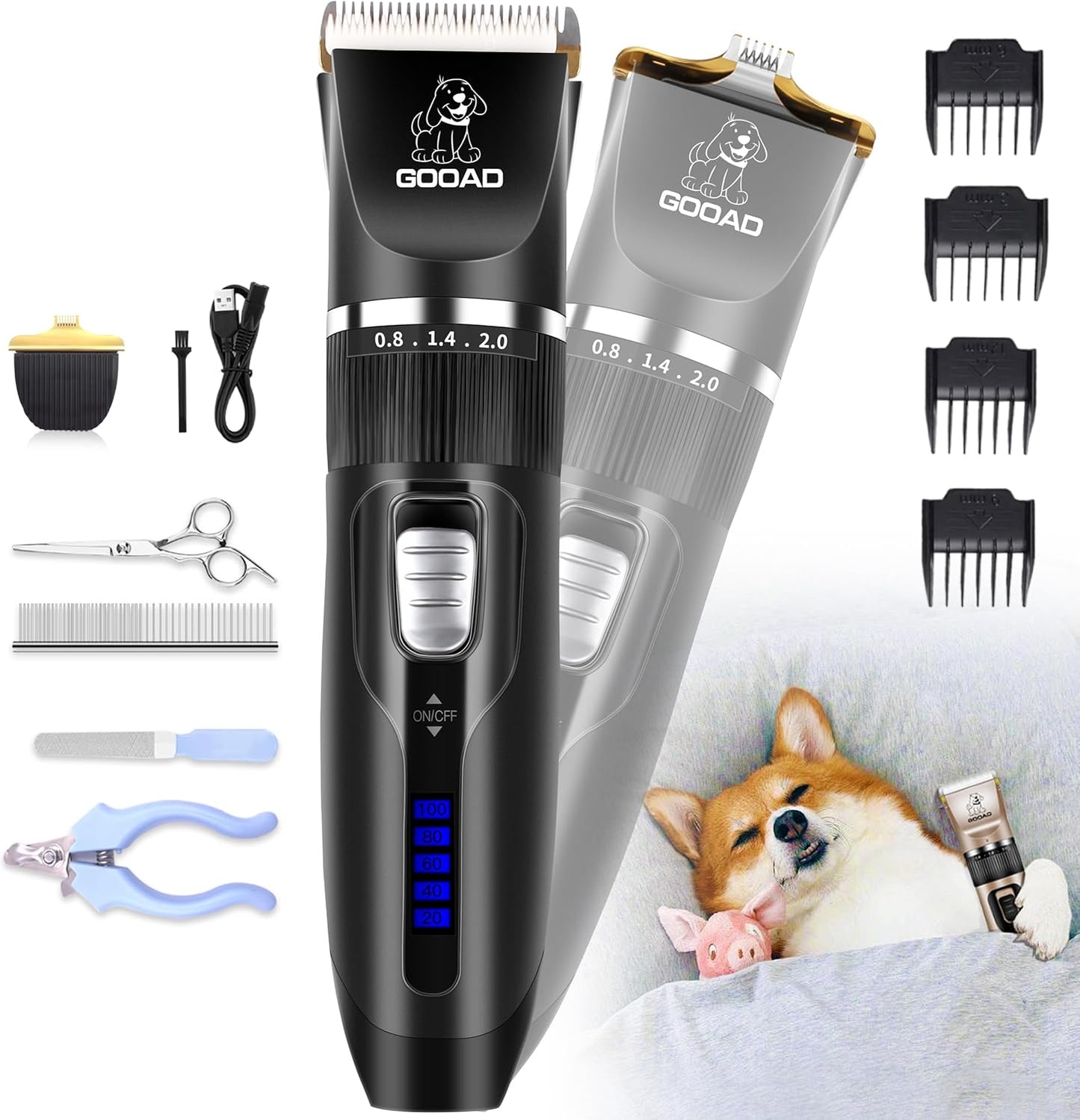 Dog Clippers for Grooming,Dog Grooming Kit for Heavy Thick Hair&Coats/Low Noise Rechargeable Cordless Hair Trimmer/Pet Shaver with Paw Trimmer for Small & Large Dogs Cats - Image 13