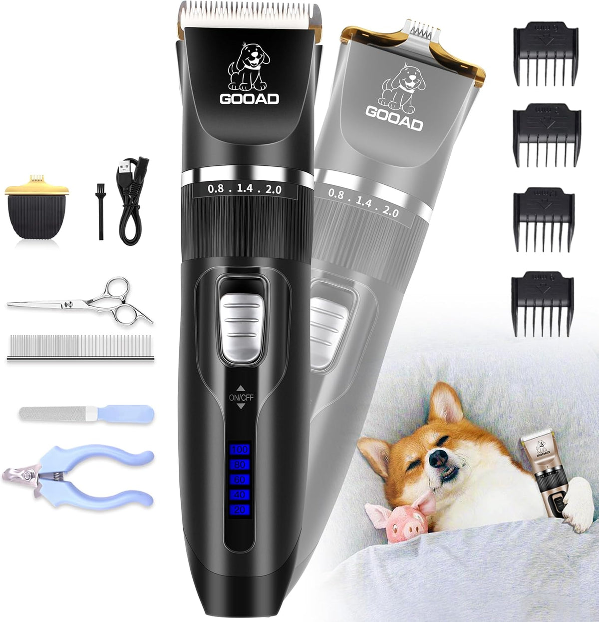 Dog Clippers for Grooming,Dog Grooming Kit for Heavy Thick Hair&Coats/Low Noise Rechargeable Cordless Hair Trimmer/Pet Shaver with Paw Trimmer for Small & Large Dogs Cats - Image 13