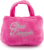 Pink designer parody handbag toy with scarf