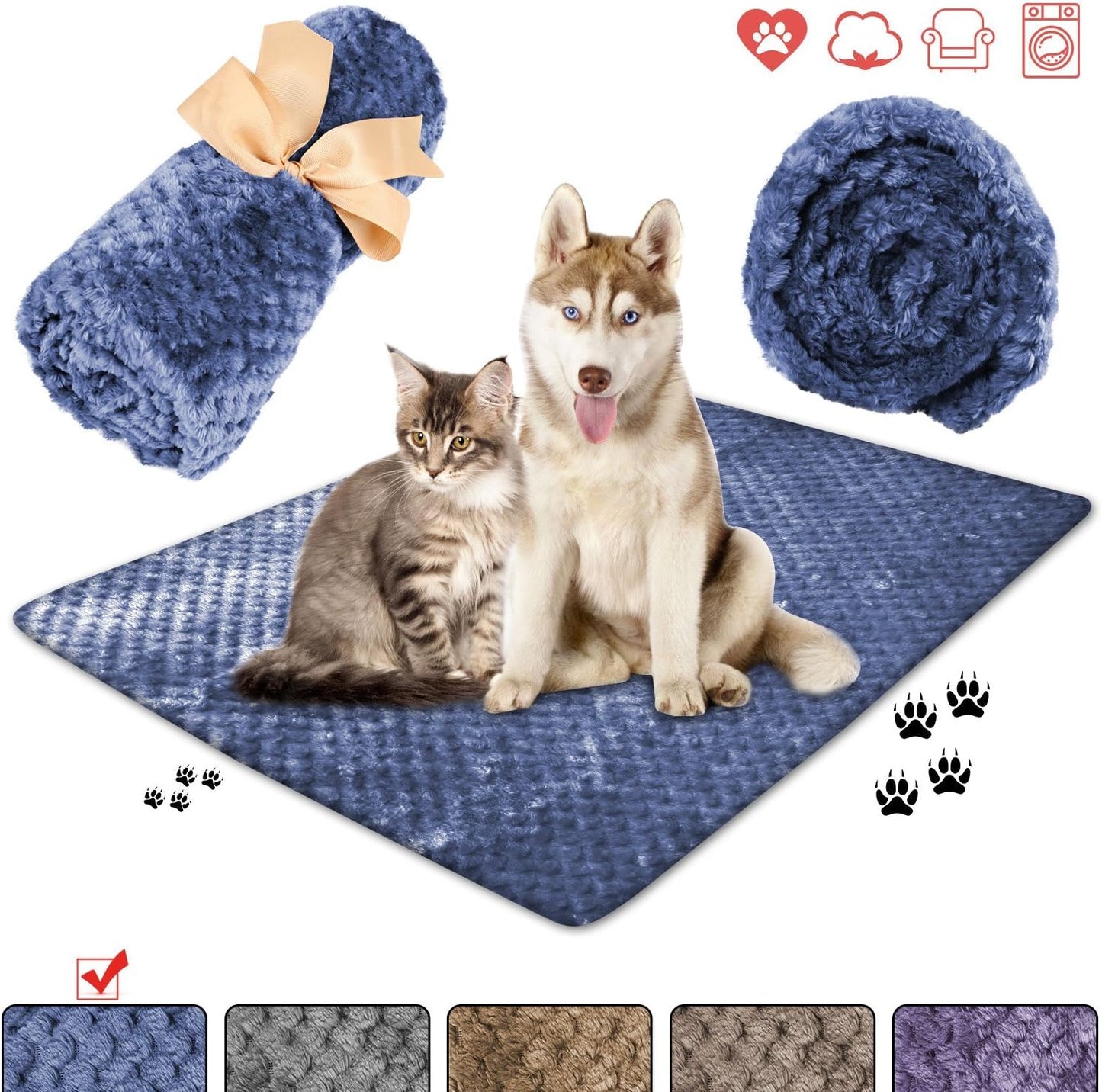 Soft waffle weave cozy pet throw blanket for small medium and large dogs