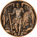 Leabet Saint Michael Archangel Protection Coin front view showing detailed armor artwork