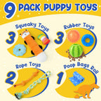 Puppy playing with PatsFran crinkle plush fox toy