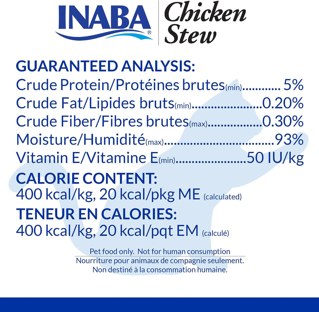 Serving suggestion of Inaba Chicken Stew on cat food