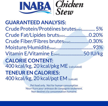 Serving suggestion of Inaba Chicken Stew on cat food