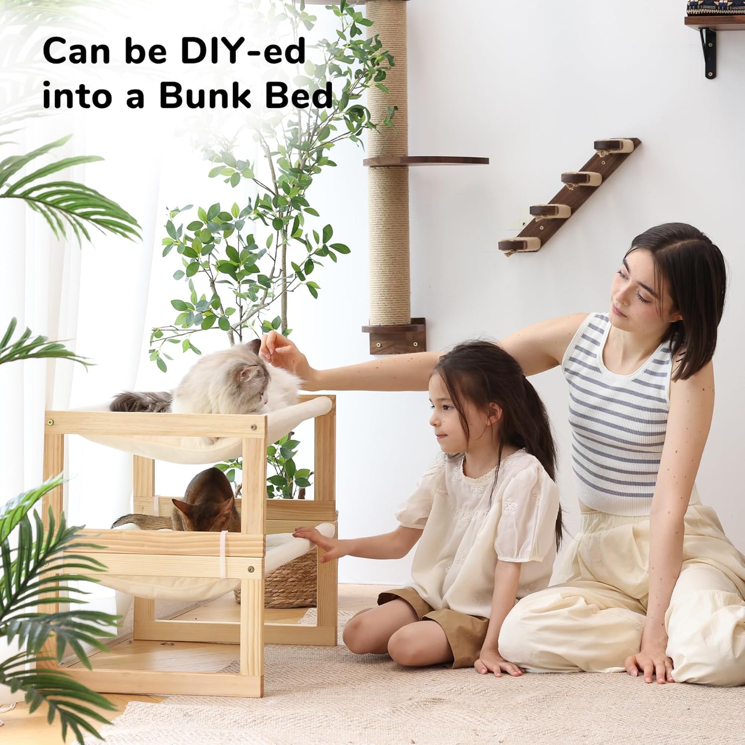 FUKUMARU Cat Bed Hammock, Cozy Velvet Cat Couch for Indoor Cats, Raised Wooden Cats Perch, 21 Inch Pet Sofa, Outdoor Dog Beds, Suitable for Puppy, Bunny and Small Animal, White - Image 9