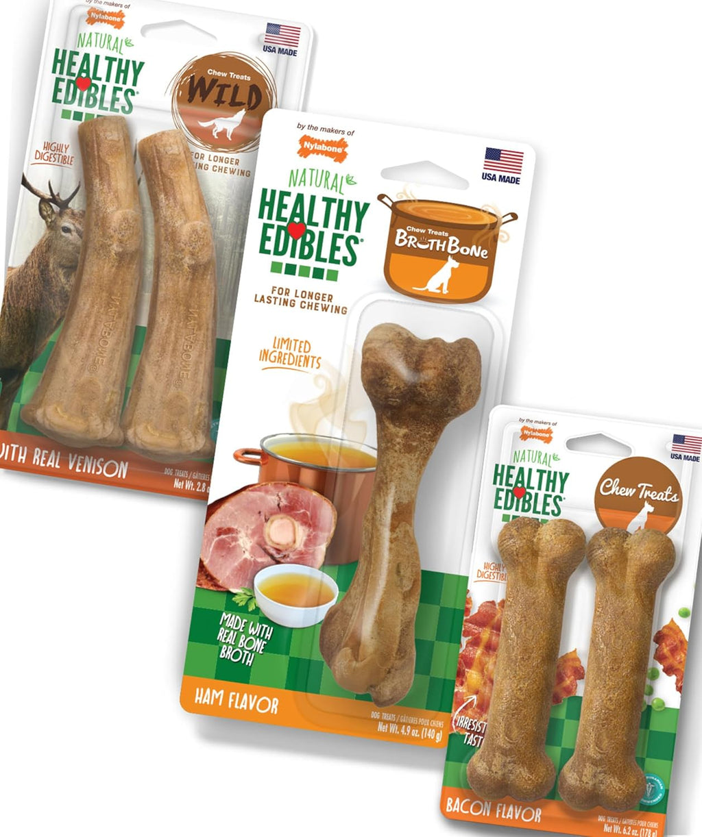 Nylabone Healthy Edibles Natural Dog Chews Long Lasting Roast Beef Flavor Treats for Dogs, Medium/Wolf (2 Count) - Image 12