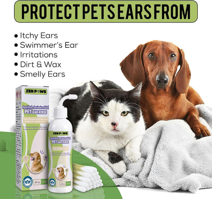 Zenpaws ear cleaning solution bottle with included applicator