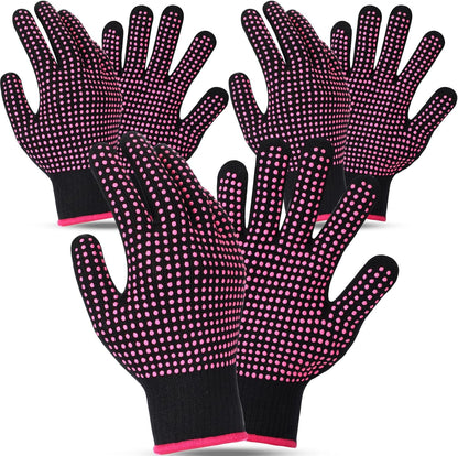Riyiper heat resistant gloves front view showing pink silicone bumps on black fabric.