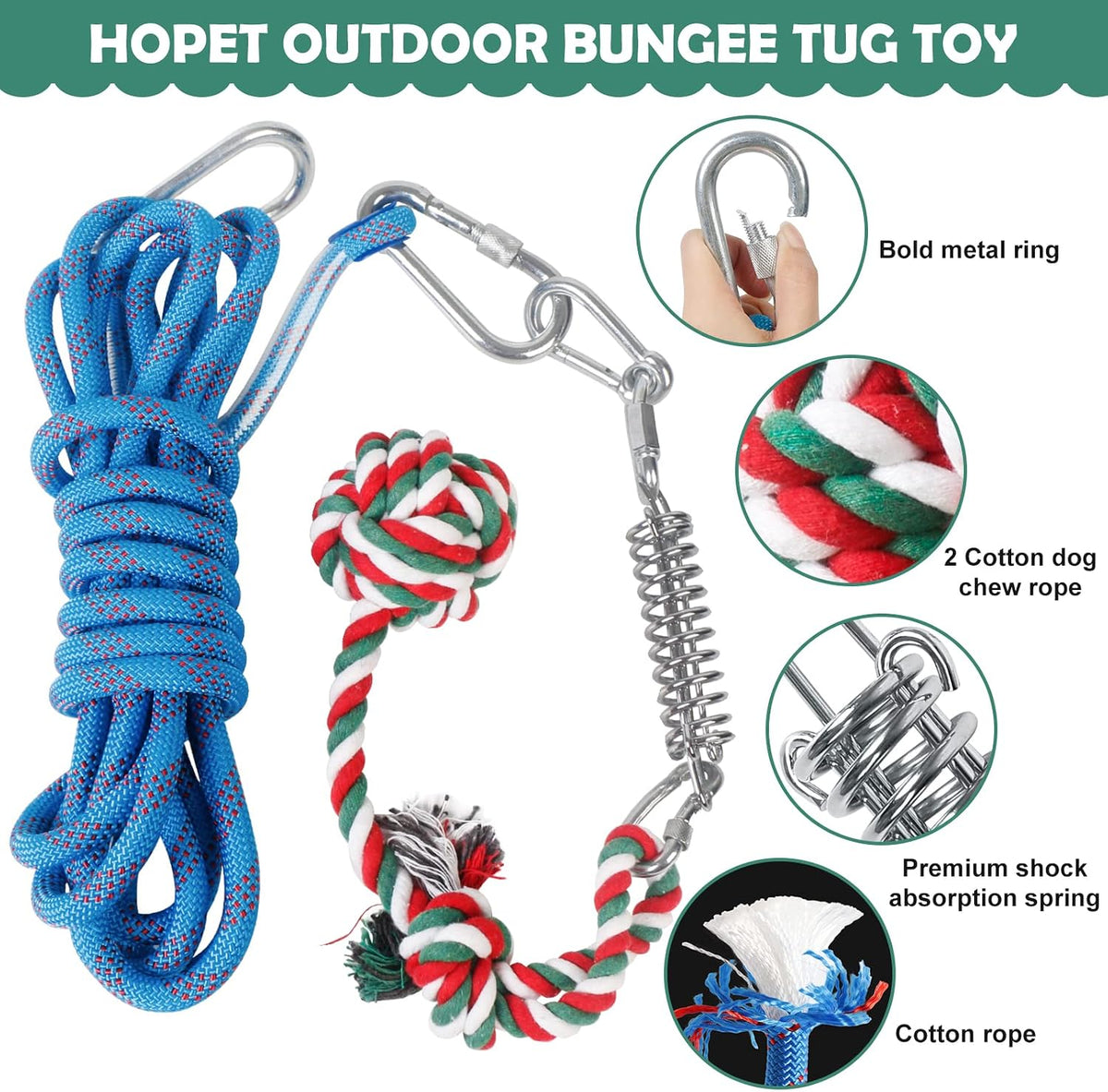 HOPET premium interactive dog muscle builder toy installed outdoors on a strong wooden patio beam