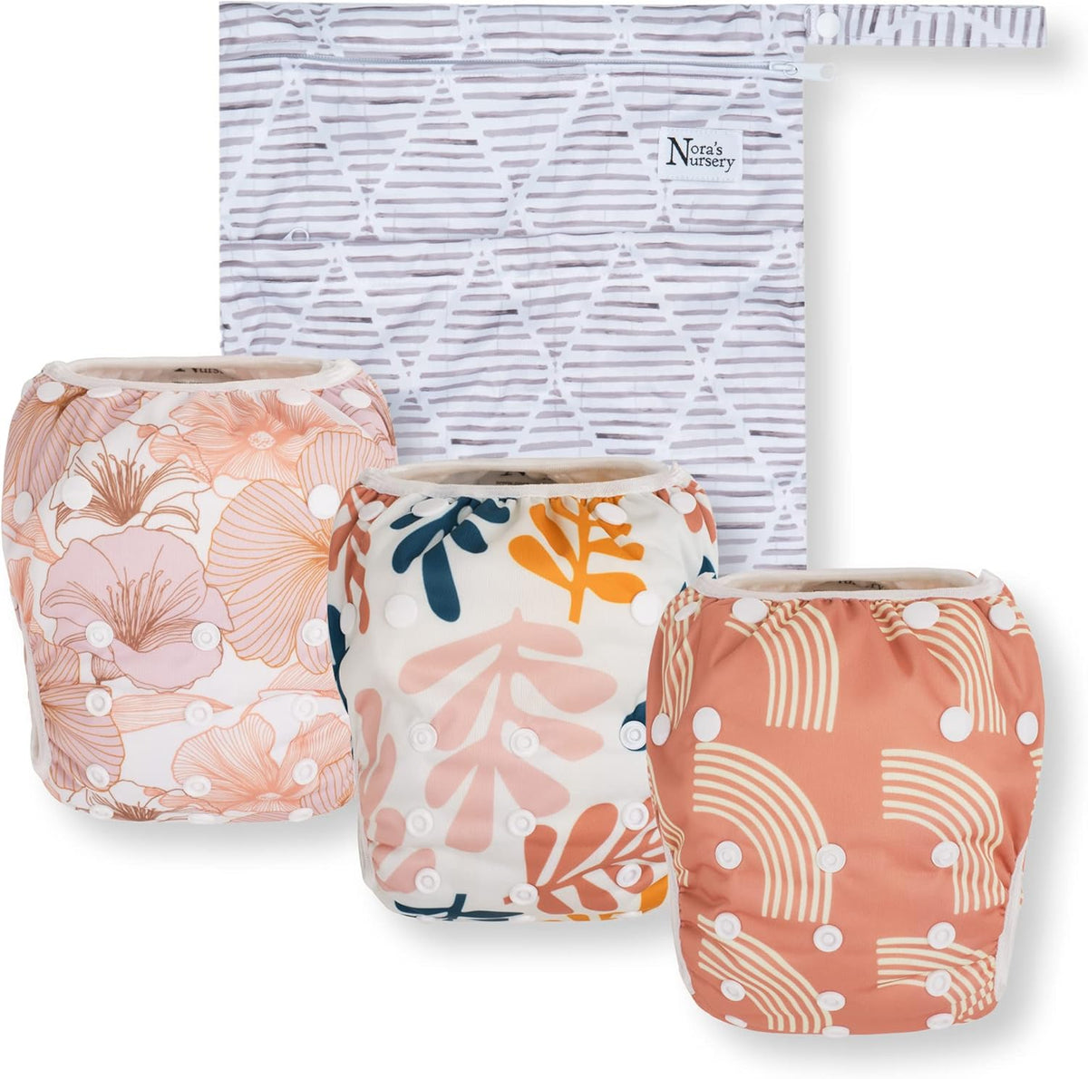 Nora's Nursery tropical reusable swim diapers front view
