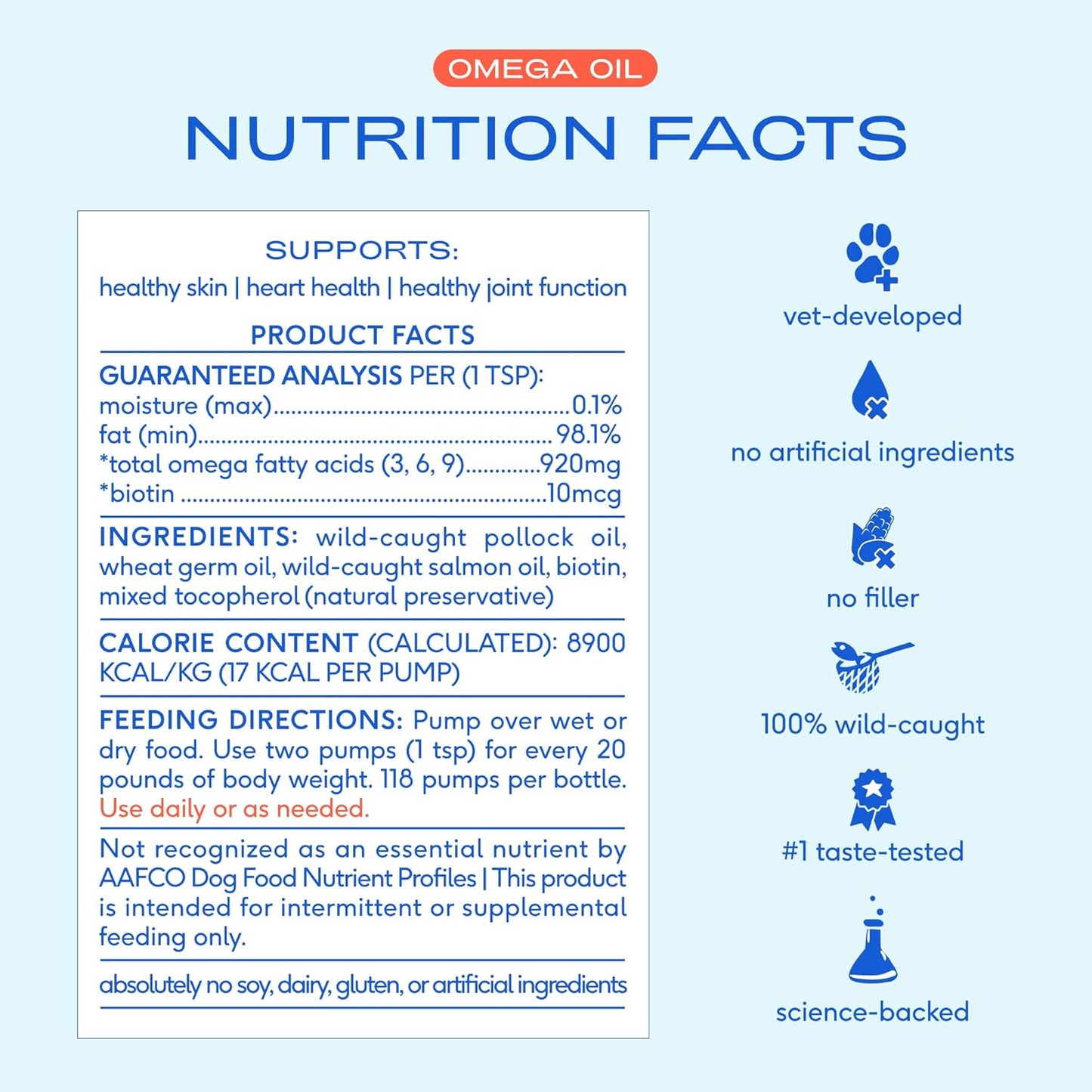 Native Pet Omega 3 6 9 liquid pet topper nutrition labels