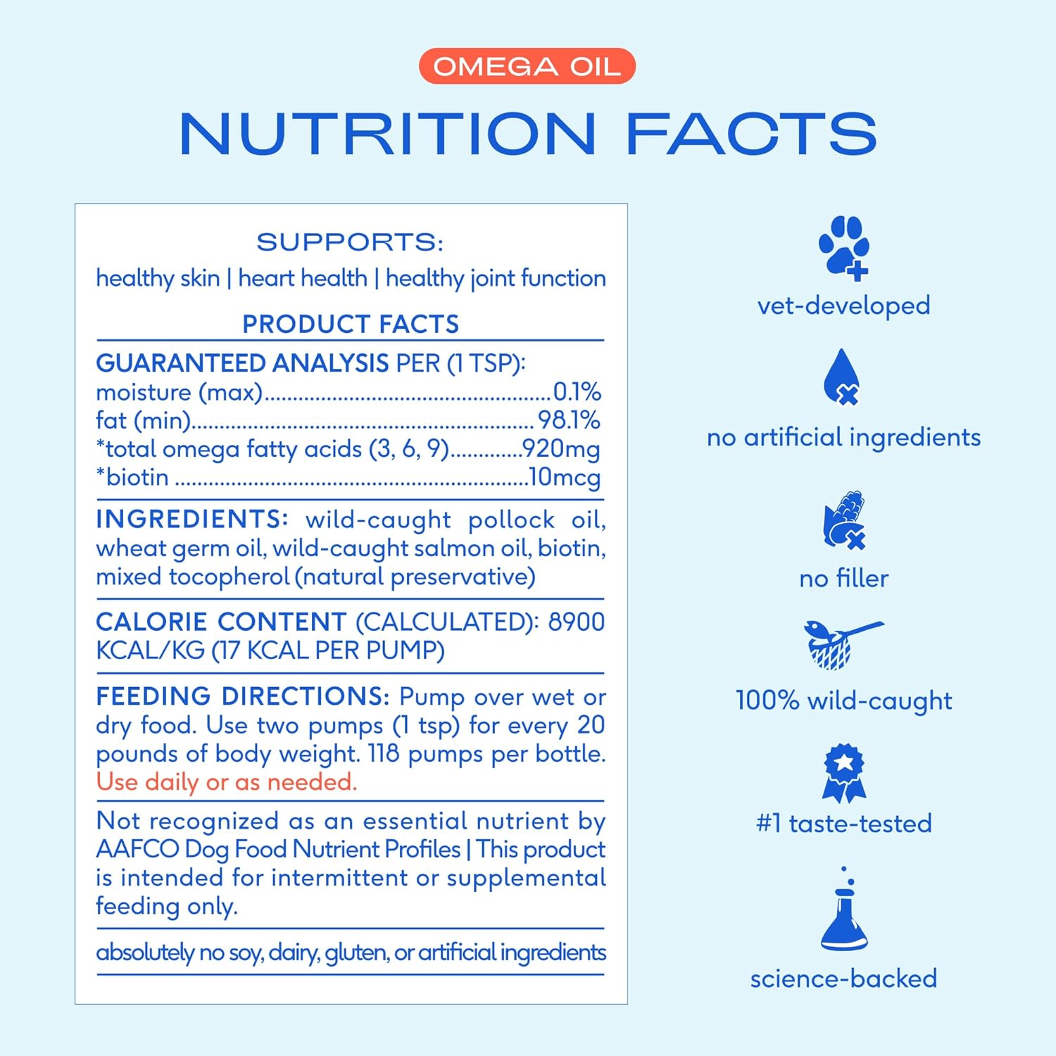 Native Pet Omega 3 6 9 liquid pet topper nutrition labels