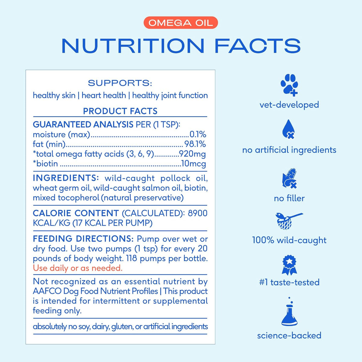 Native Pet Omega 3 6 9 liquid pet topper nutrition labels