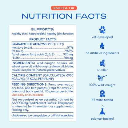 Native Pet Omega 3 6 9 liquid pet topper nutrition labels