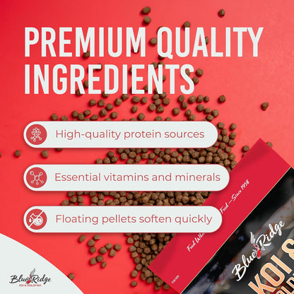 Blue Ridge koi fish food packaging label details