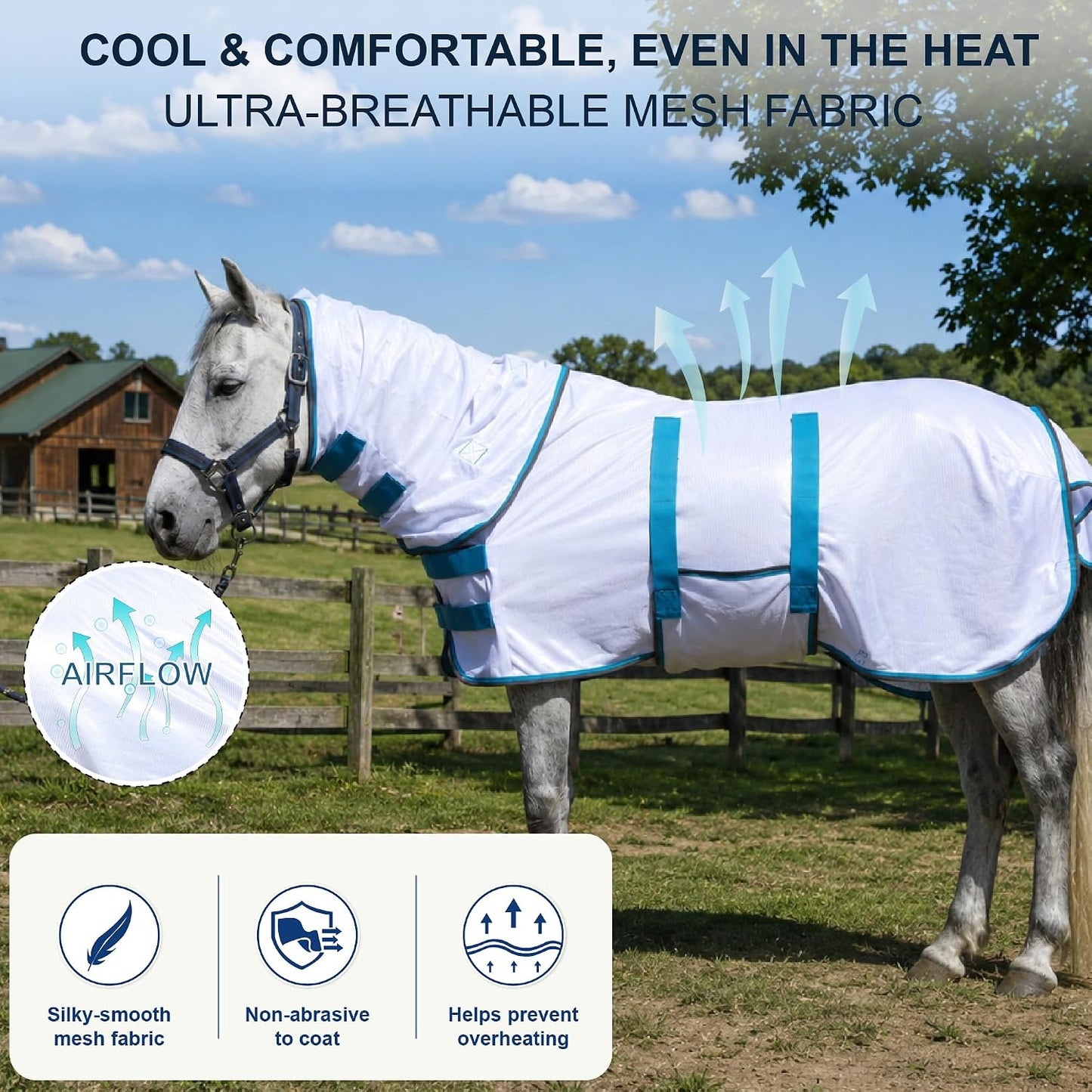 Gallopoff lightweight airflow mesh horse sheet side profile view