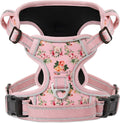HEELE no pull dog harness flower pink front view adjustable chest vest