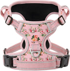 HEELE no pull dog harness flower pink front view adjustable chest vest