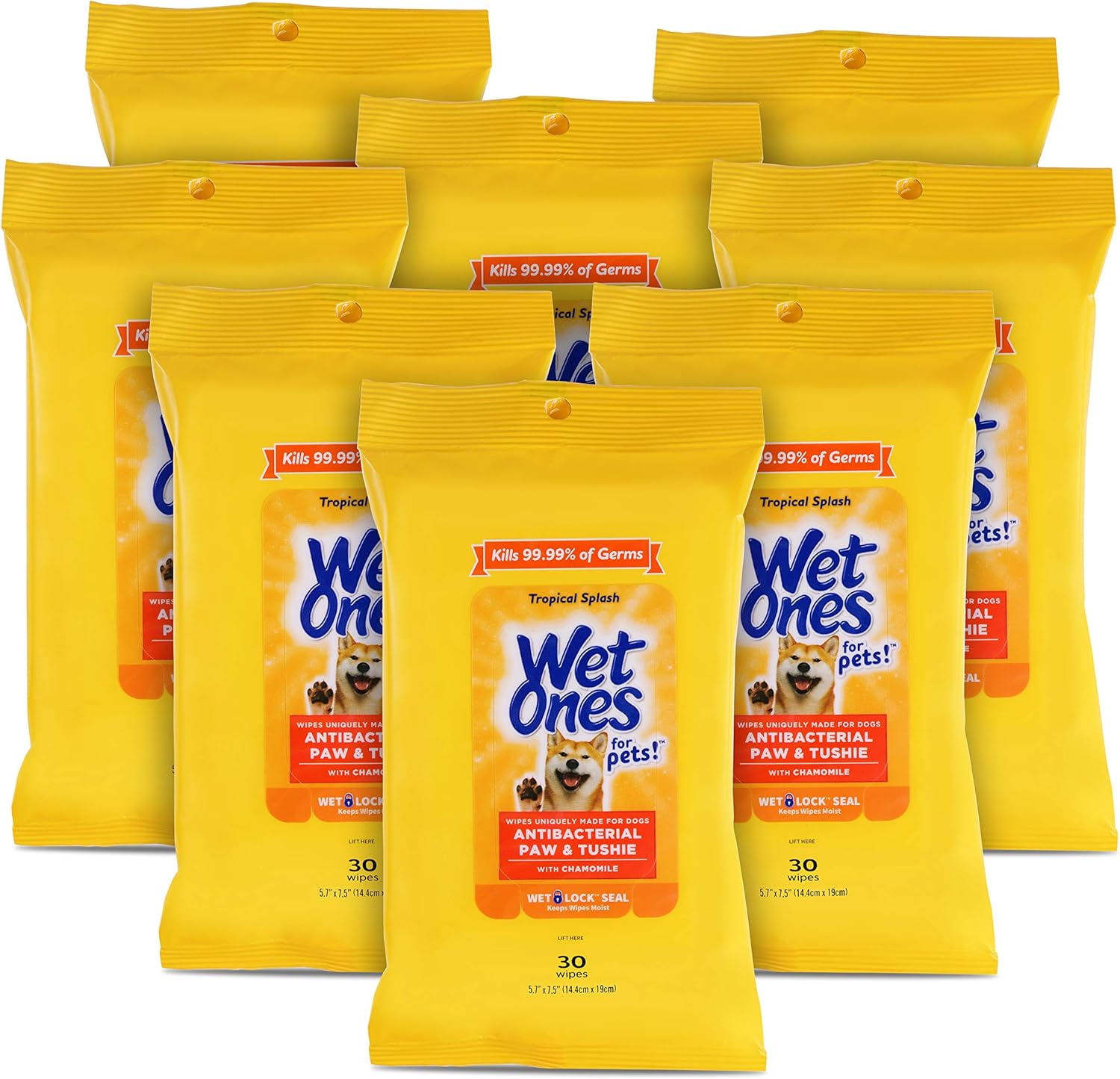 Wet Ones for Pets Paw and Tushie Dog Wipes with Chamomile, Tropical Splash Scent - Cleansing Grooming Wipes for Dog Paws and Butt Between Baths, Wet Lock Seal, 30 Count - Image 9