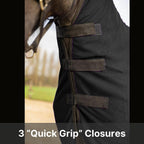 RESISTANCE soft fleece horse cooler blanket highlighting the integrated halter crown loop attachment