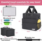 Durable 600D Oxford cloth pet diaper bag being carried as a shoulder bag on an outdoor road trip.