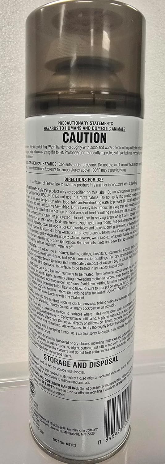 Close up of MGK NyGuard Plus indoor pest control aerosol label