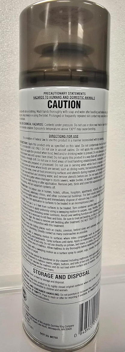 Close up of MGK NyGuard Plus indoor pest control aerosol label