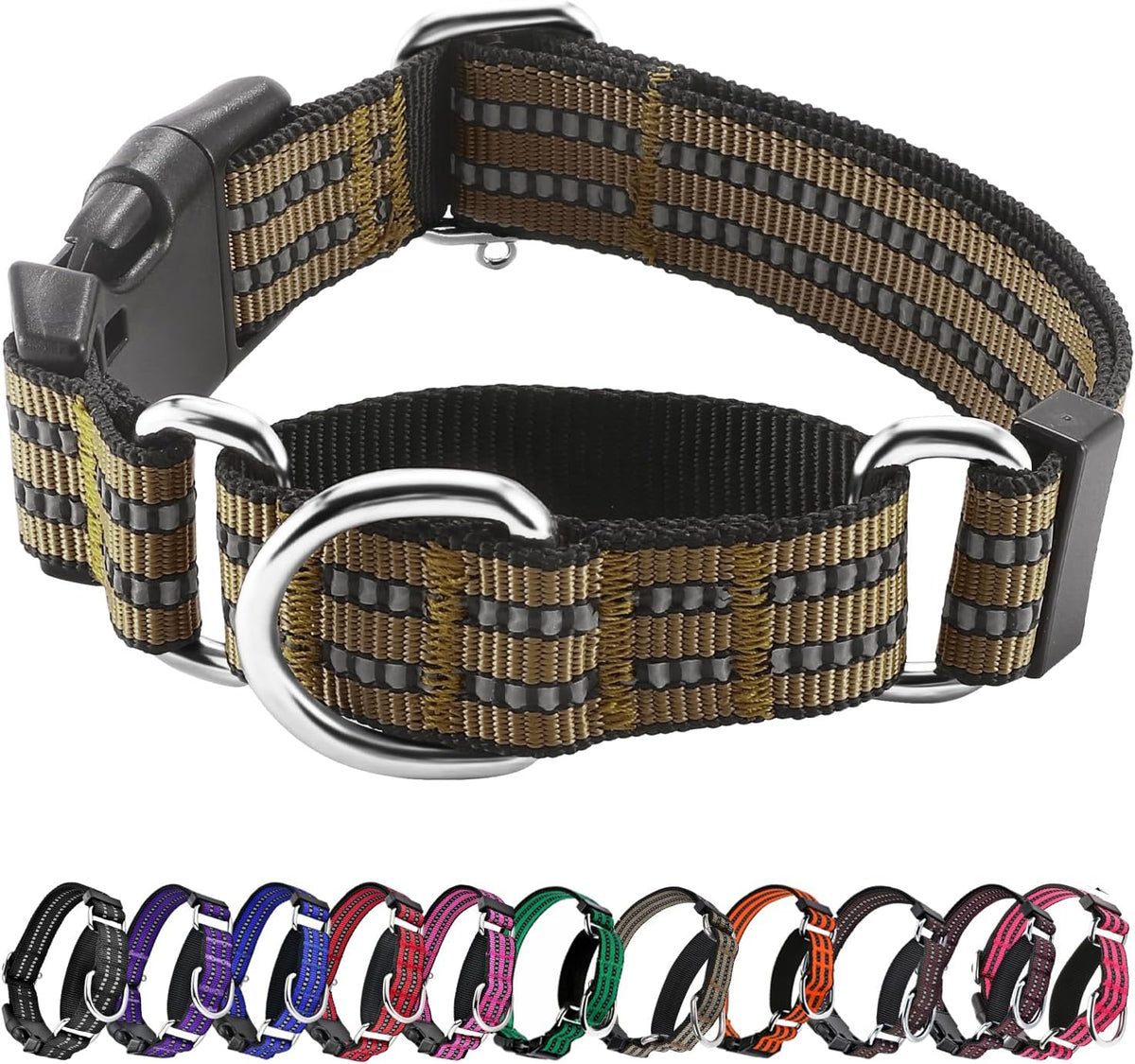Hikiko Martingale Collar for Dogs Reflective Nylon Dog Collar with Quick Release Buckle Adjustable Training No Slip Dog Collars (Medium, Purple) - Image 14