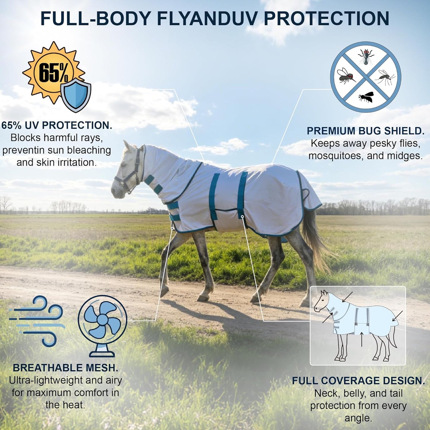 Gallopoff pony fly sheet with detachable neck cover attached