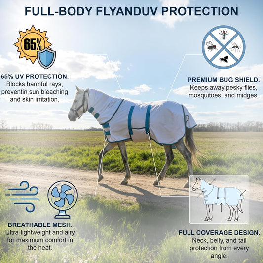 Gallopoff pony fly sheet with detachable neck cover attached