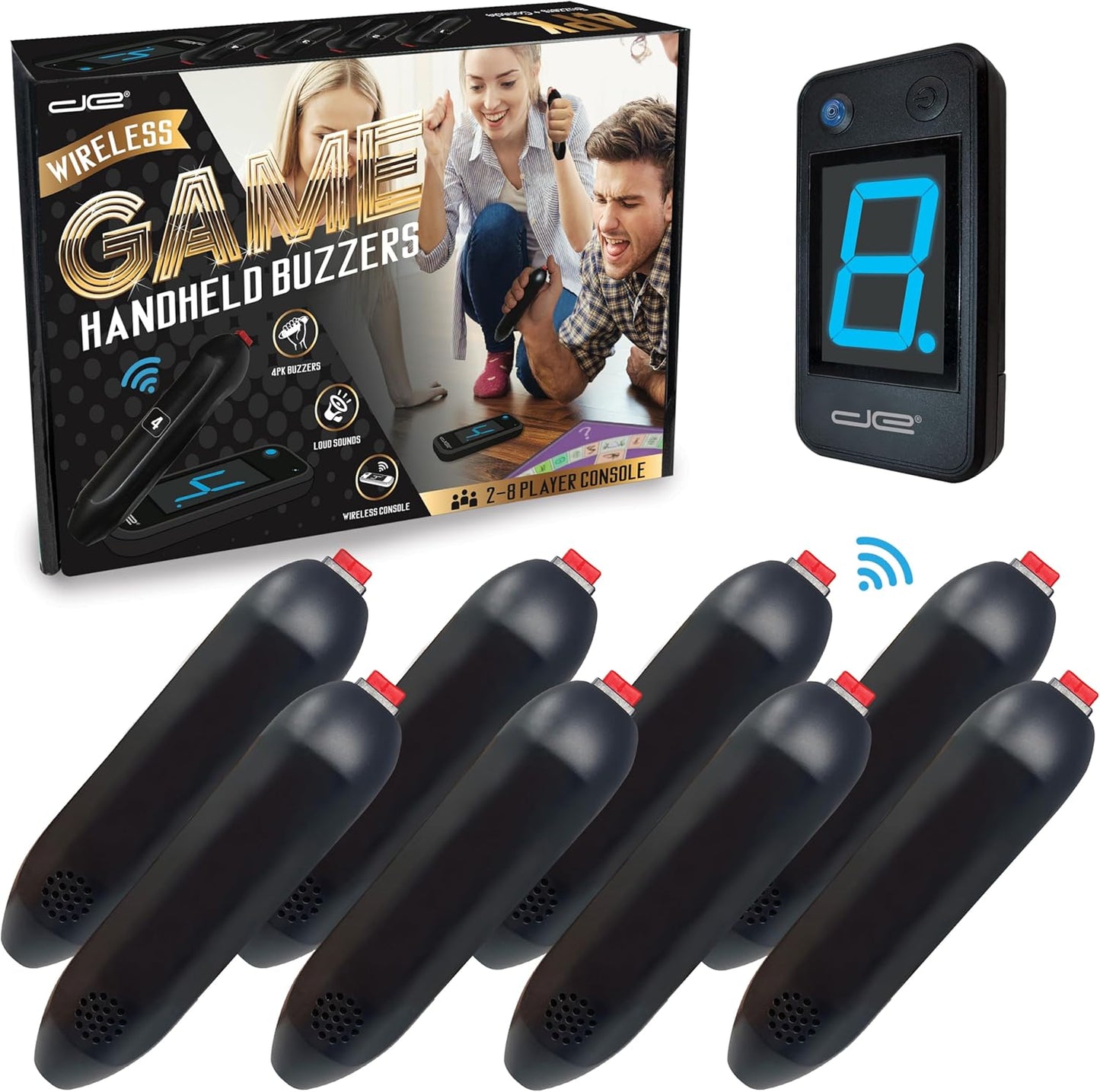 Digital Energy wireless 8 player handheld game buzzer system front view