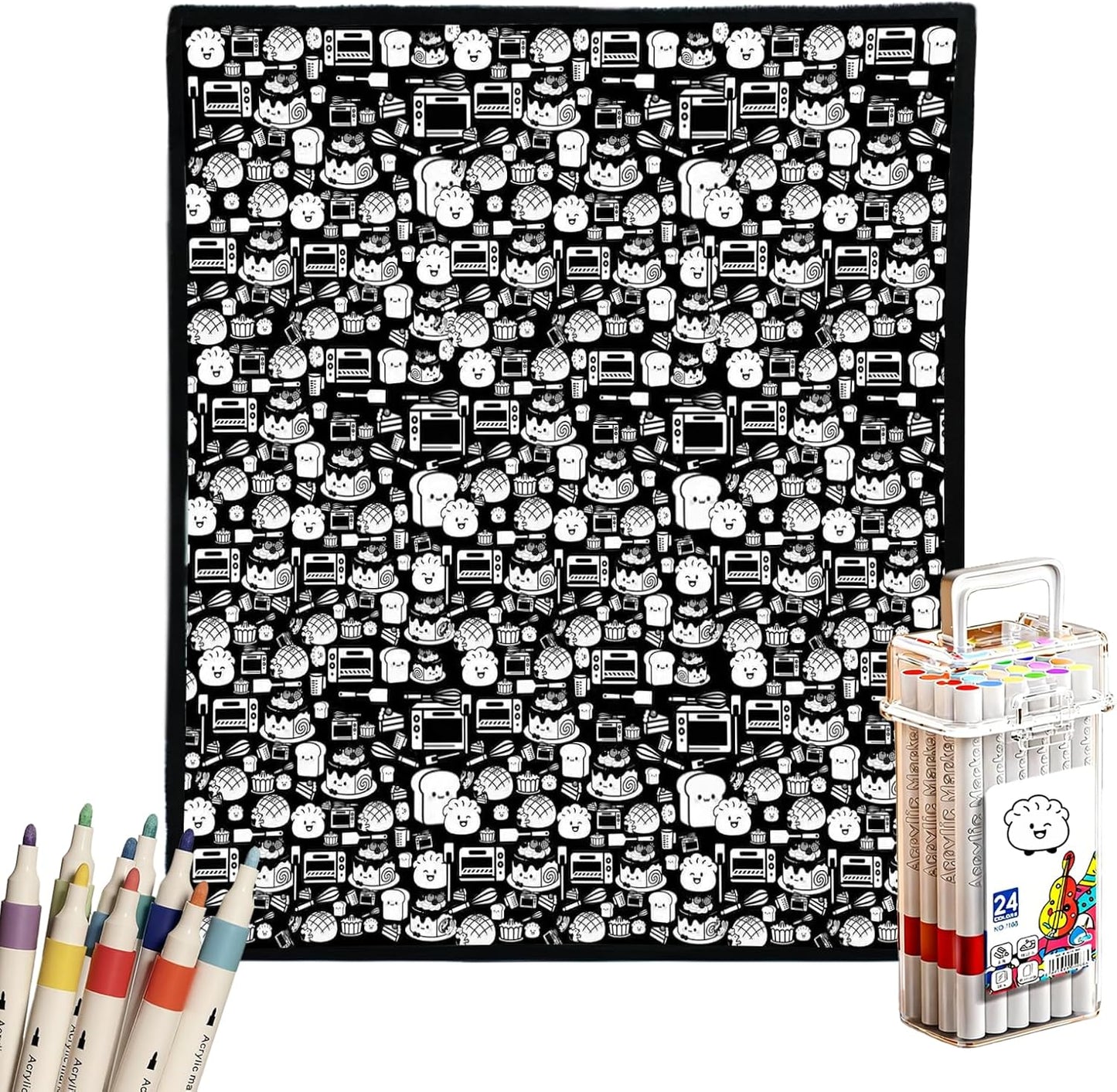 DIY Coloring Blanket for Adults, Color Your Own Velvet Blanket with 24 Washable Markers, Soft Cozy Coloring Kit for Home Decor & Daily Use, Unique Birthday Gift (Cats & Dogs) - Image 11