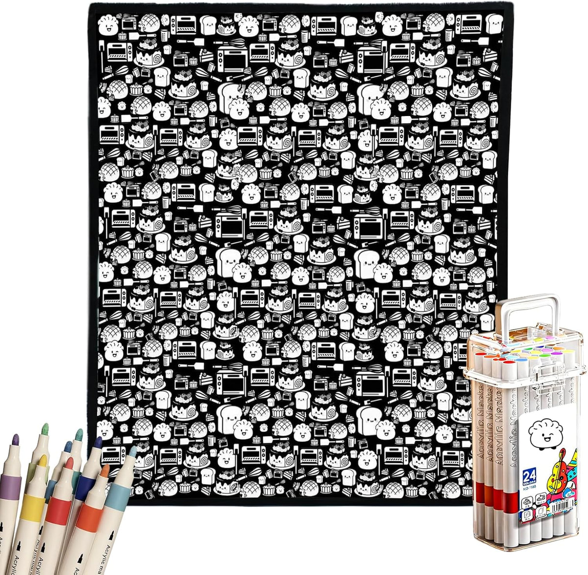 DIY Coloring Blanket for Adults, Color Your Own Velvet Blanket with 24 Washable Markers, Soft Cozy Coloring Kit for Home Decor & Daily Use, Unique Birthday Gift (Cats & Dogs) - Image 11
