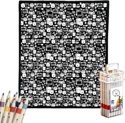 DIY Coloring Blanket for Adults, Color Your Own Velvet Blanket with 24 Washable Markers, Soft Cozy Coloring Kit for Home Decor & Daily Use, Unique Birthday Gift (Cats & Dogs) - Image 11