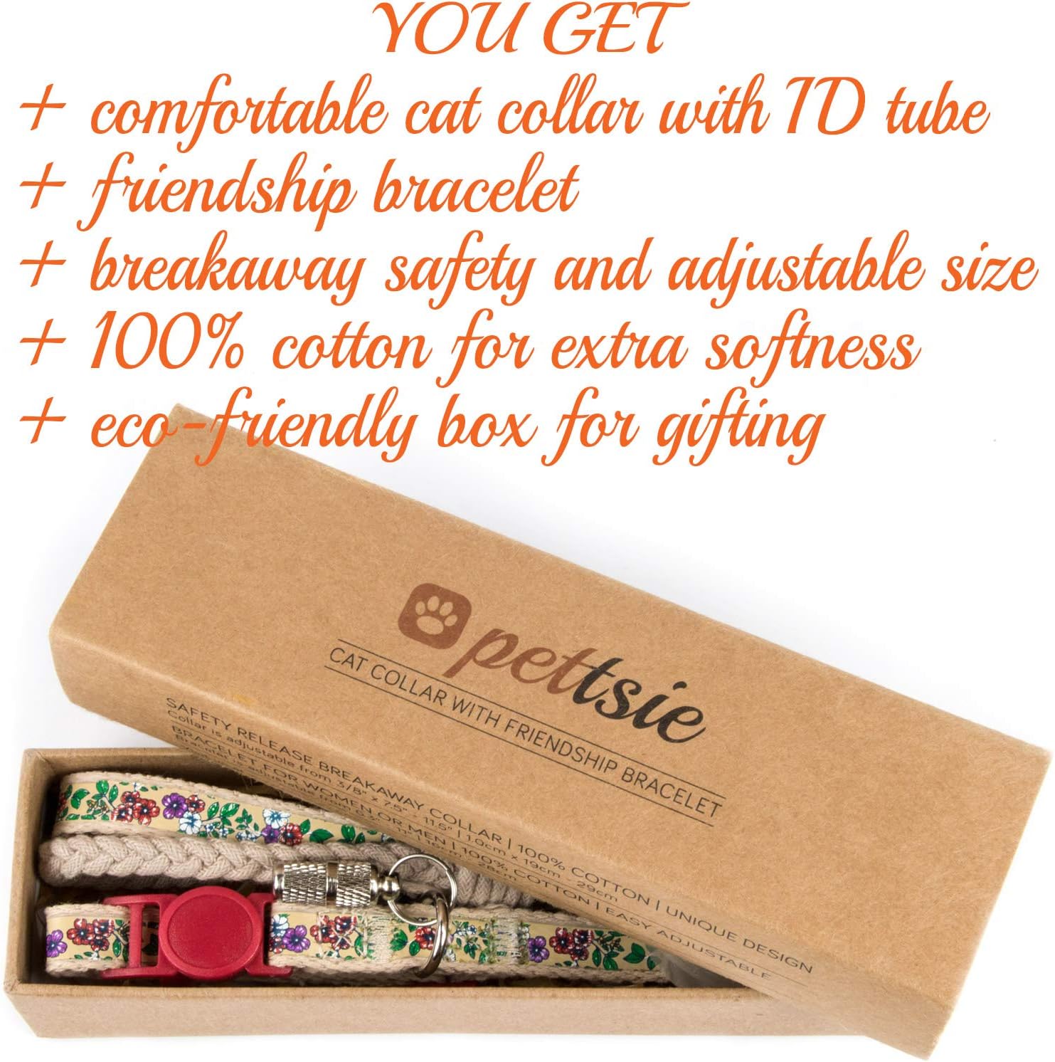 Pettsie natural cotton cat collar texture view highlighting soft fabric weave for sensitive skin