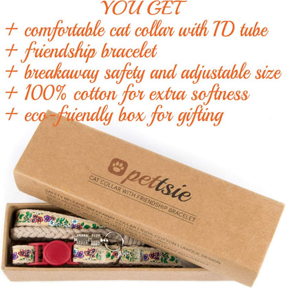 Pettsie natural cotton cat collar texture view highlighting soft fabric weave for sensitive skin