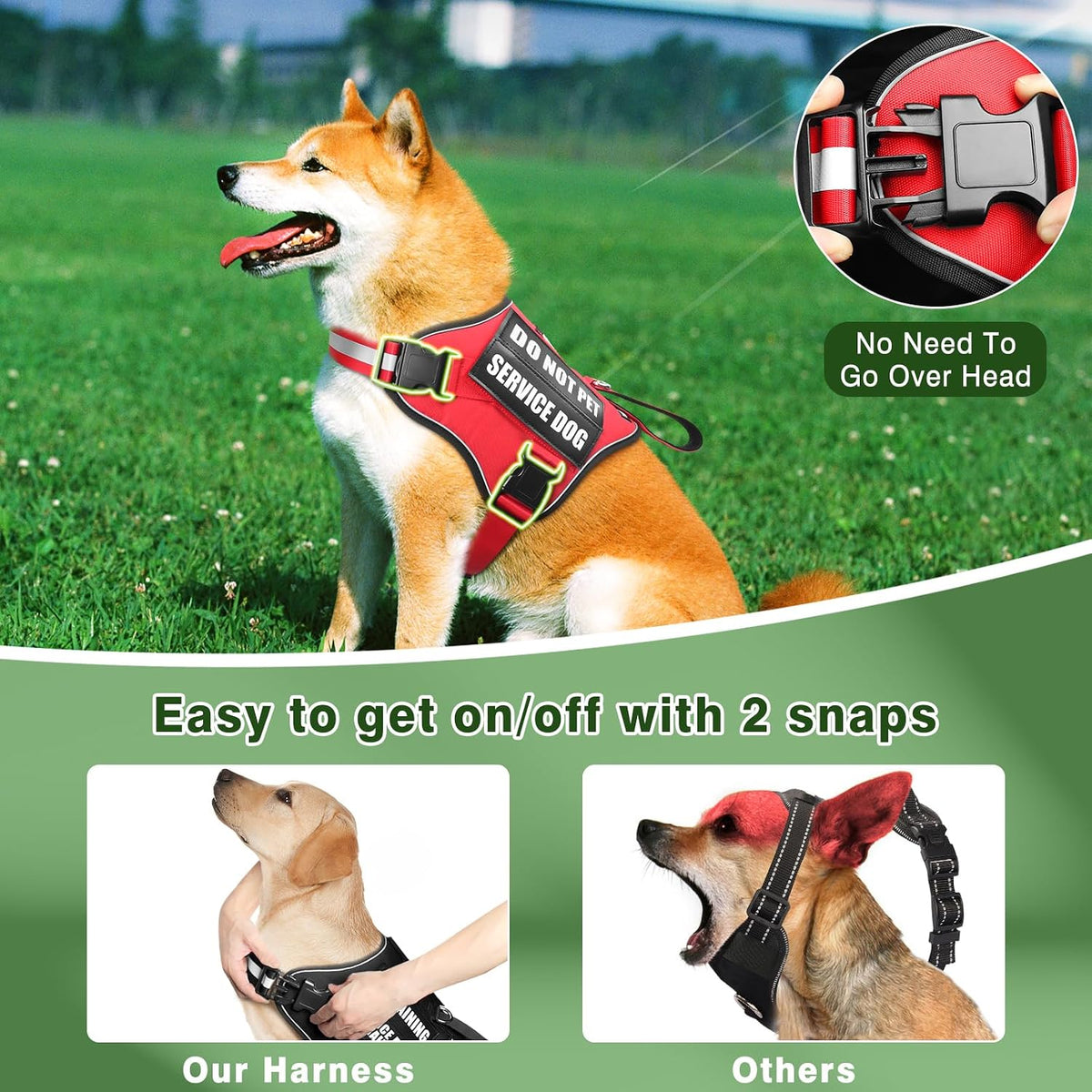 Five foot matching red dog leash with dual soft padded handles for comfortable training control