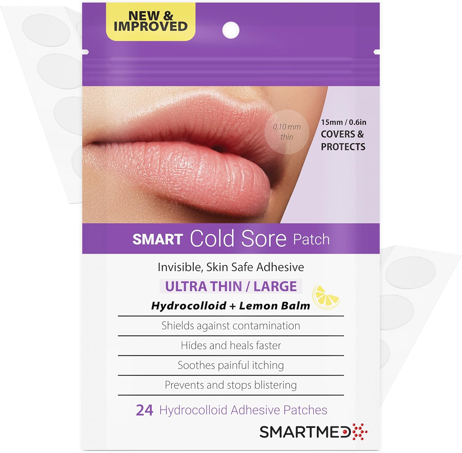 Smartmed smart cold sore treatment patch front view packaging for fast healing