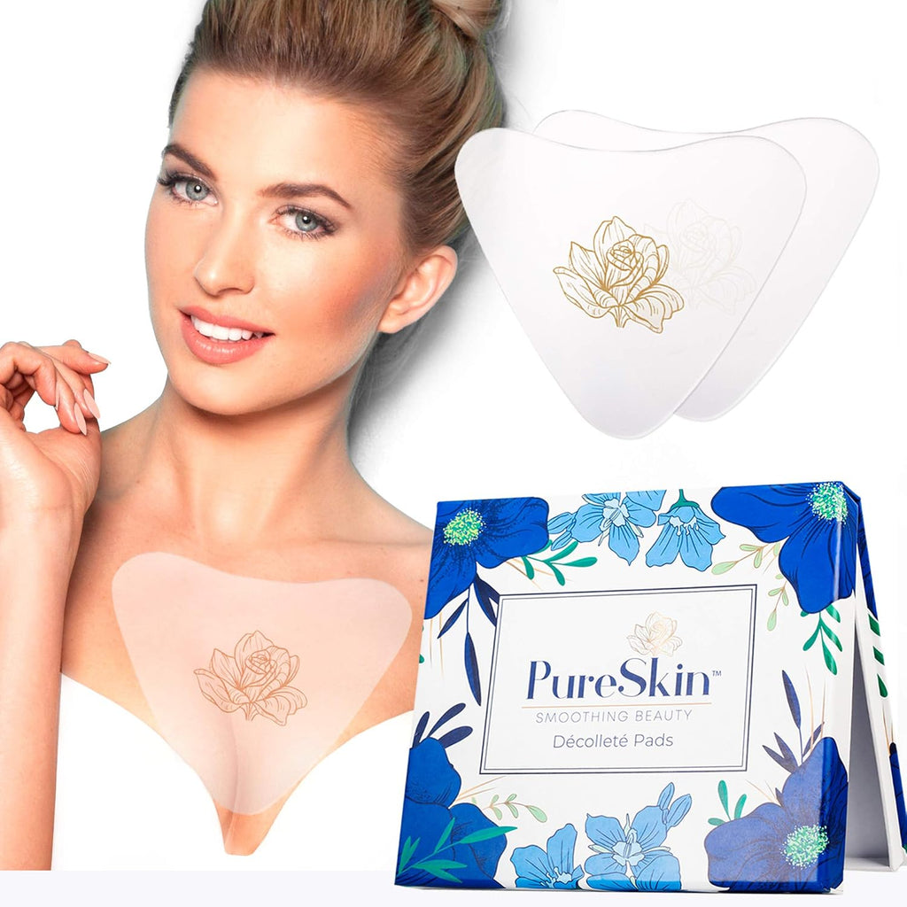 PureSkin chest wrinkle pads front view of product packaging box
