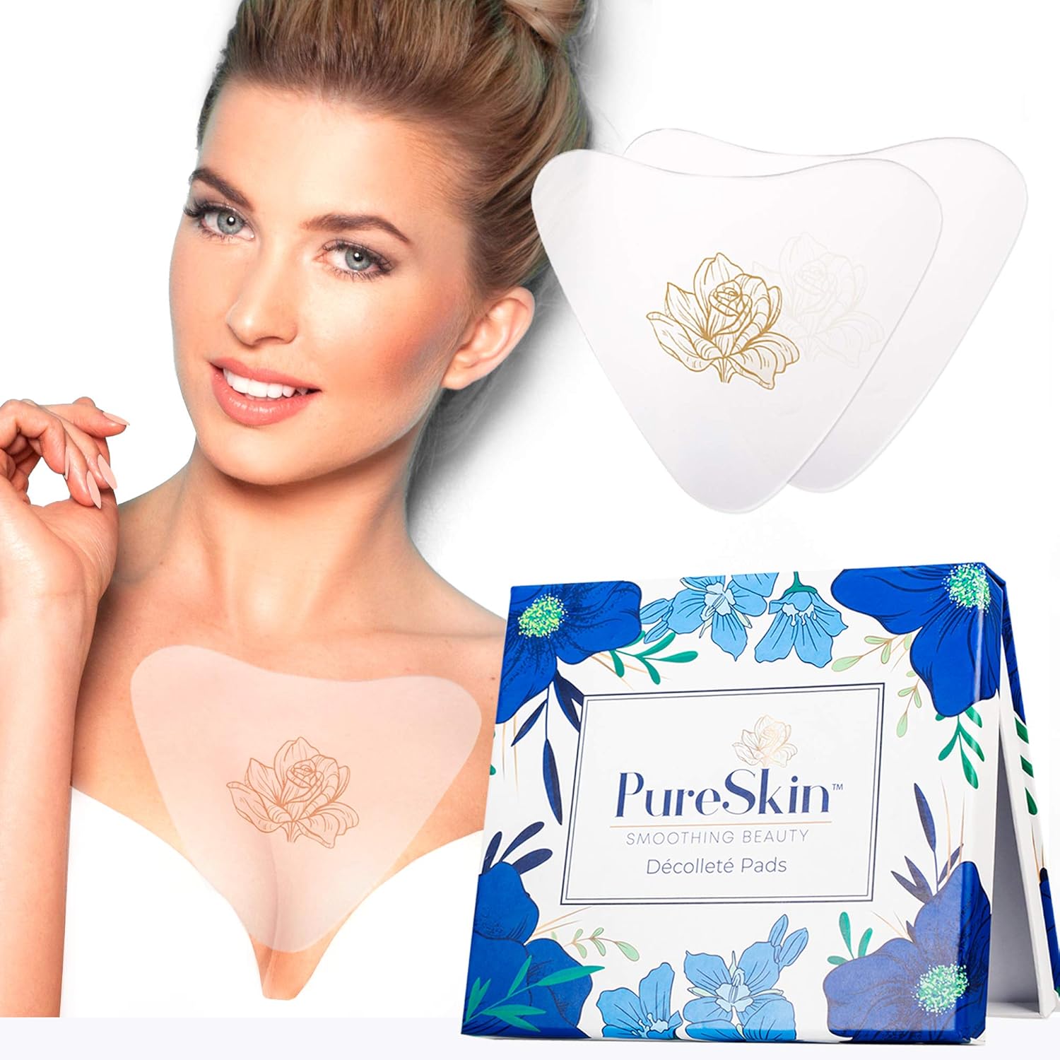 PureSkin Smoothing Beauty chest wrinkle pads 4 pack front view