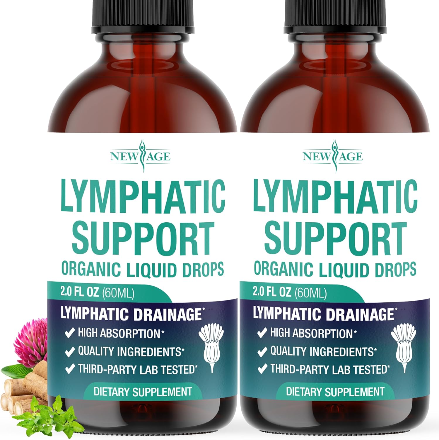 New Age Organic Lymphatic Drainage Drops front view bottle