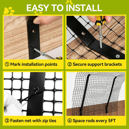 Weather-resistant poly mesh netting for cat containment